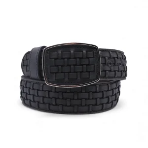 Cinto Vaquero para Hombre de Piel con Diseno Petatillo Color Negro 2" Estilo Western – Hooch Boots HC-100