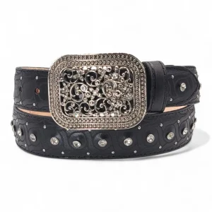 Cinto Vaquero para Mujer de Piel con Brillantes Rhinestones 1.5" Estilo Western – Hooch Boots HC-114