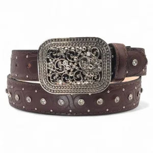 Cinto Vaquero para Mujer de Piel con Brillantes Rhinestones 1.5" Estilo Western – Hooch Boots HC-115