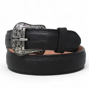 Cinturón de Cuello de Toro con Hebilla Metálica Texas Negro