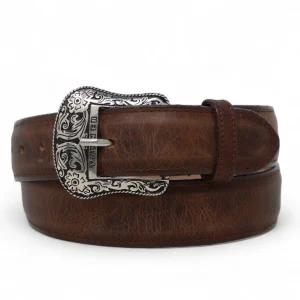 Cinturón de Piel con Hebilla Metálica Texas Cafe