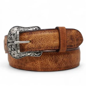 Cinturón de Piel con Hebilla Metálica Texas Cognac