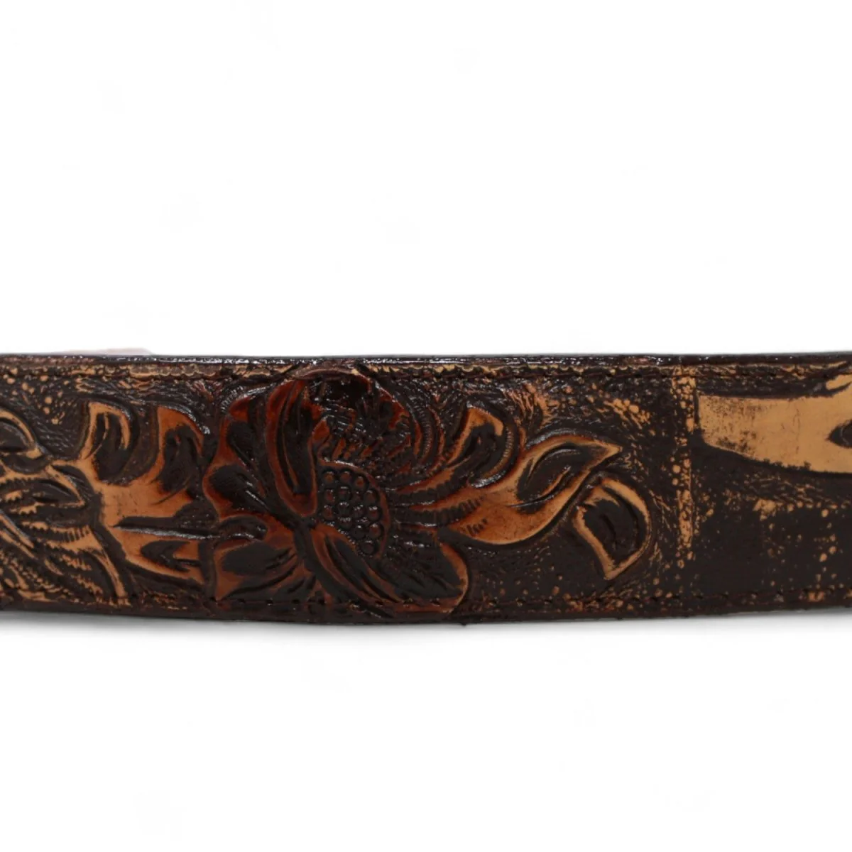 Cinturon de Piel Genuina con Estampado de Cincelada y Hebilla Metálica Texas - Imagen 4