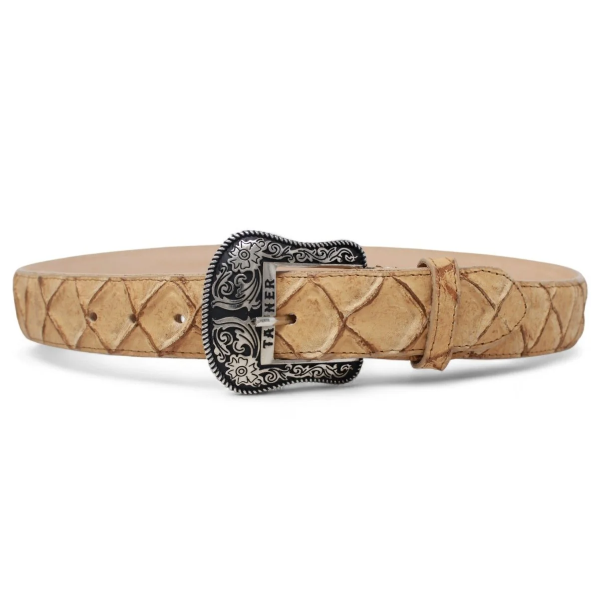 Cinturón de Piel Genuina con Estampado de Pirarucu y Hebilla Metálica Texas Arena - Imagen 3