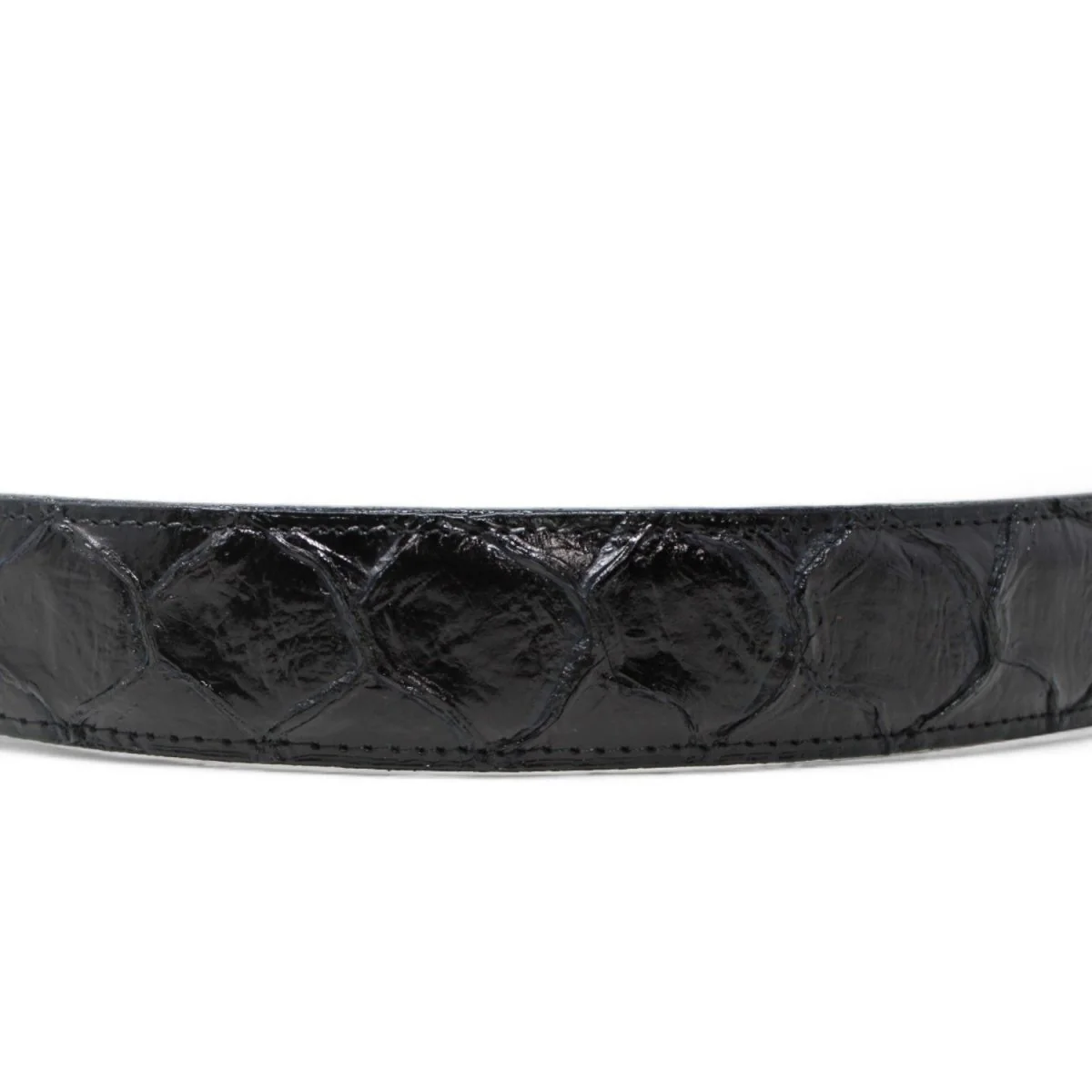 Cinturón de Piel Genuina con Estampado de Pirarucu y Hebilla Metálica Texas Negro - Imagen 4