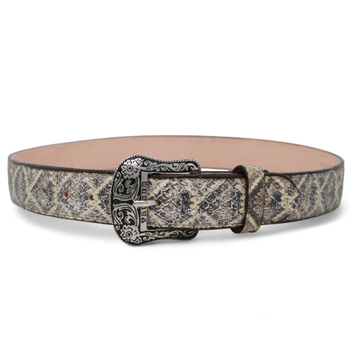 Cinturon de Piel Genuina con Estampado de Serpiente de Cascabel y Hebilla Metálica Texas - Imagen 3