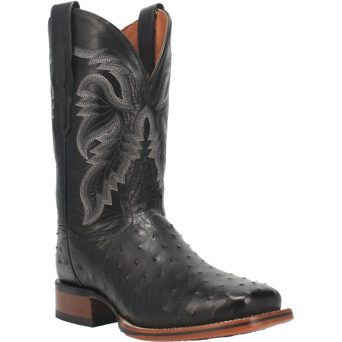 Dan Post Men's Alamosa Full Quill Ostrich Square Toe Boots - Black - Imagen 2