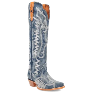 Dan Post Women's Denim Darlin Snip Toe Leather Tall Boots - Blue