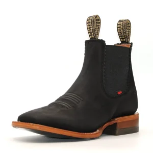 El Besserro Women's Square Toe Ankle Boots - Black Suede