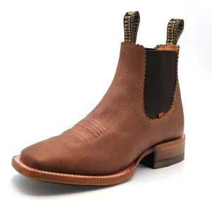 El Besserro Women's Square Toe Leather Ankle Boots Honey