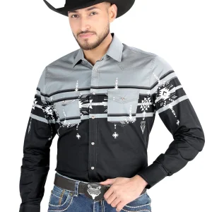 El General - Casual Long Sleeve Shirt - Black/Gray 44452