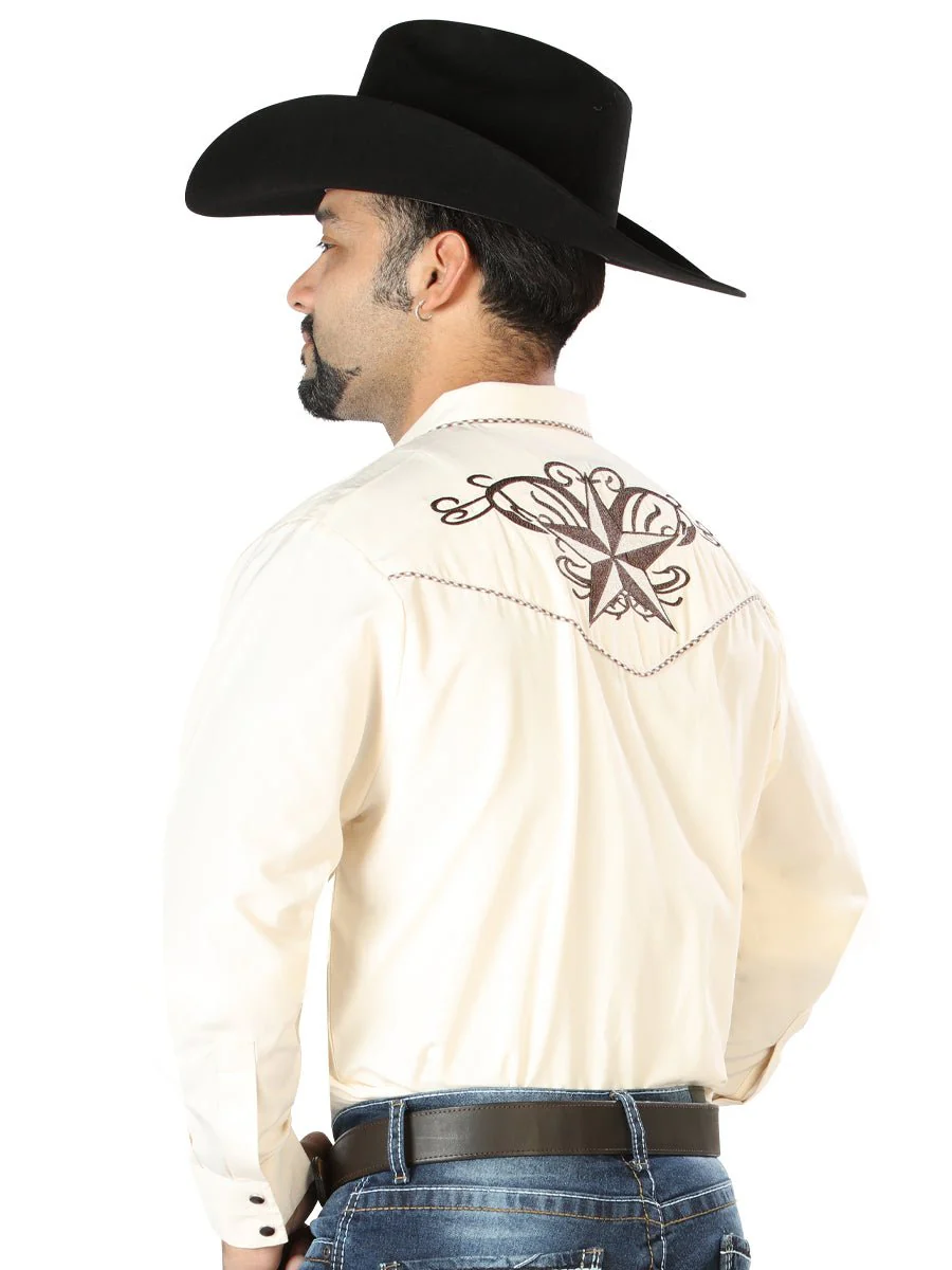 El General Embroidery Western Shirt Beige/Black 126684 - Imagen 3