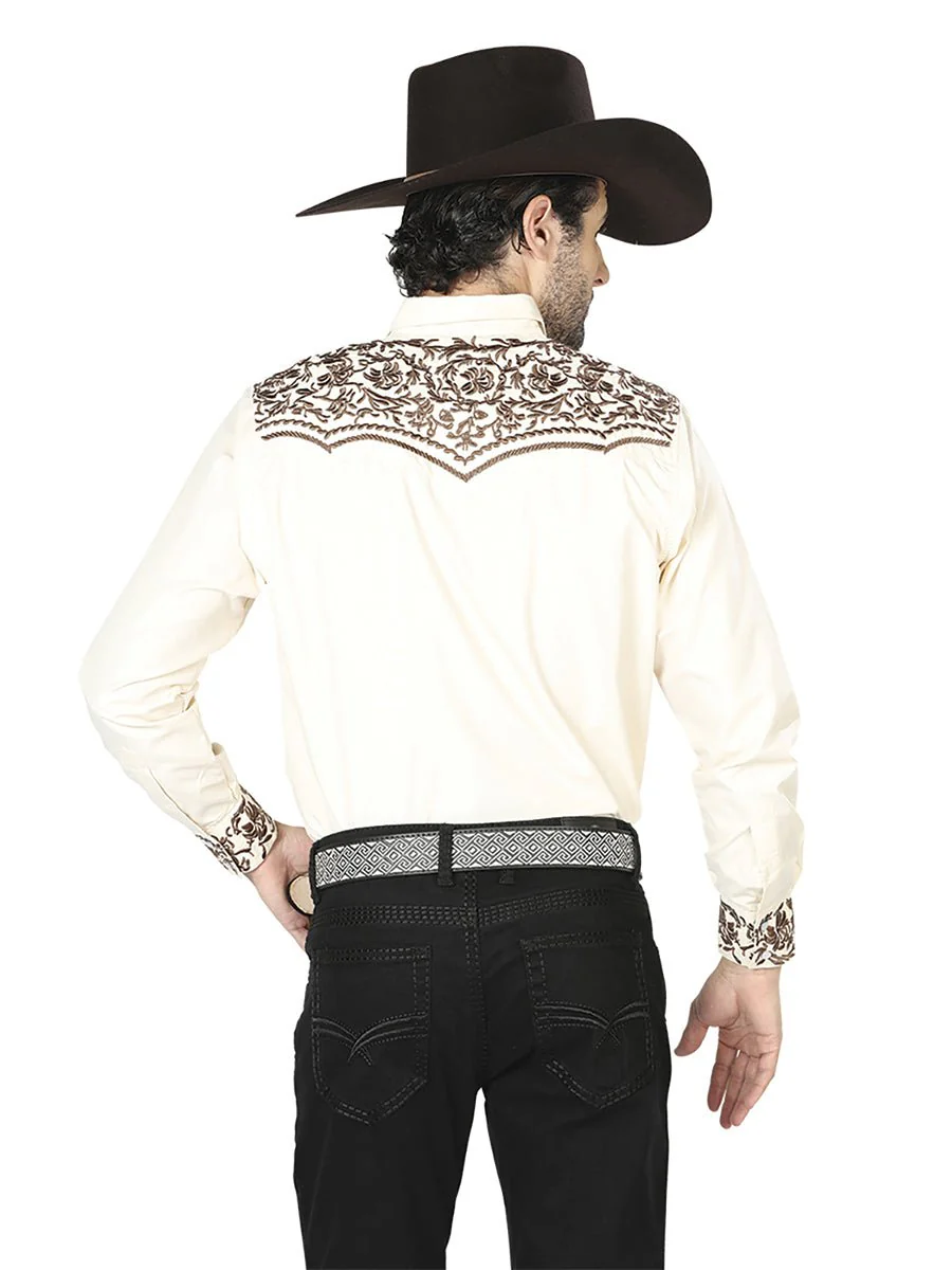 El General Embroidery Western Shirt Beige/Gold 43303 - Imagen 3