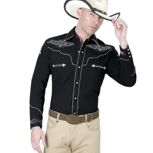 El General Embroidery Western Shirt Black/White 40983