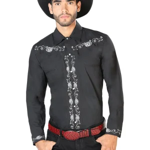 El General Embroidery Western Shirt Black/White 42937