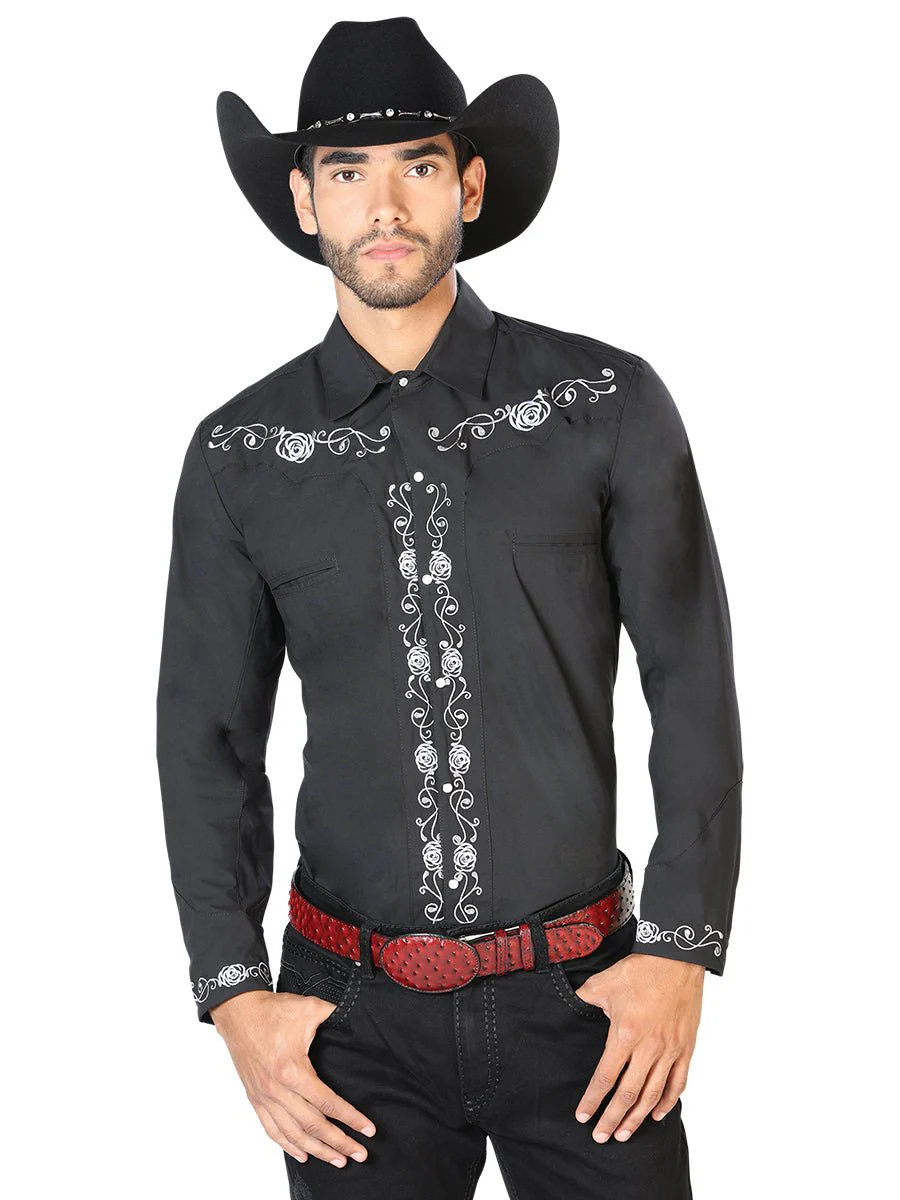 El General Embroidery Western Shirt Black/White 42937 - Imagen 2