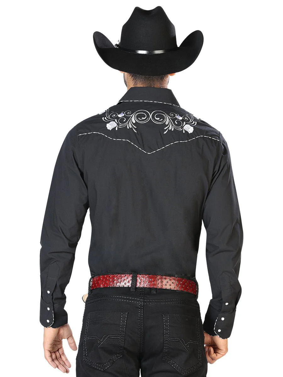 El General Embroidery Western Shirt Black/White 42940 - Imagen 3