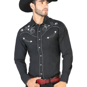 El General Embroidery Western Shirt Black/White 42940