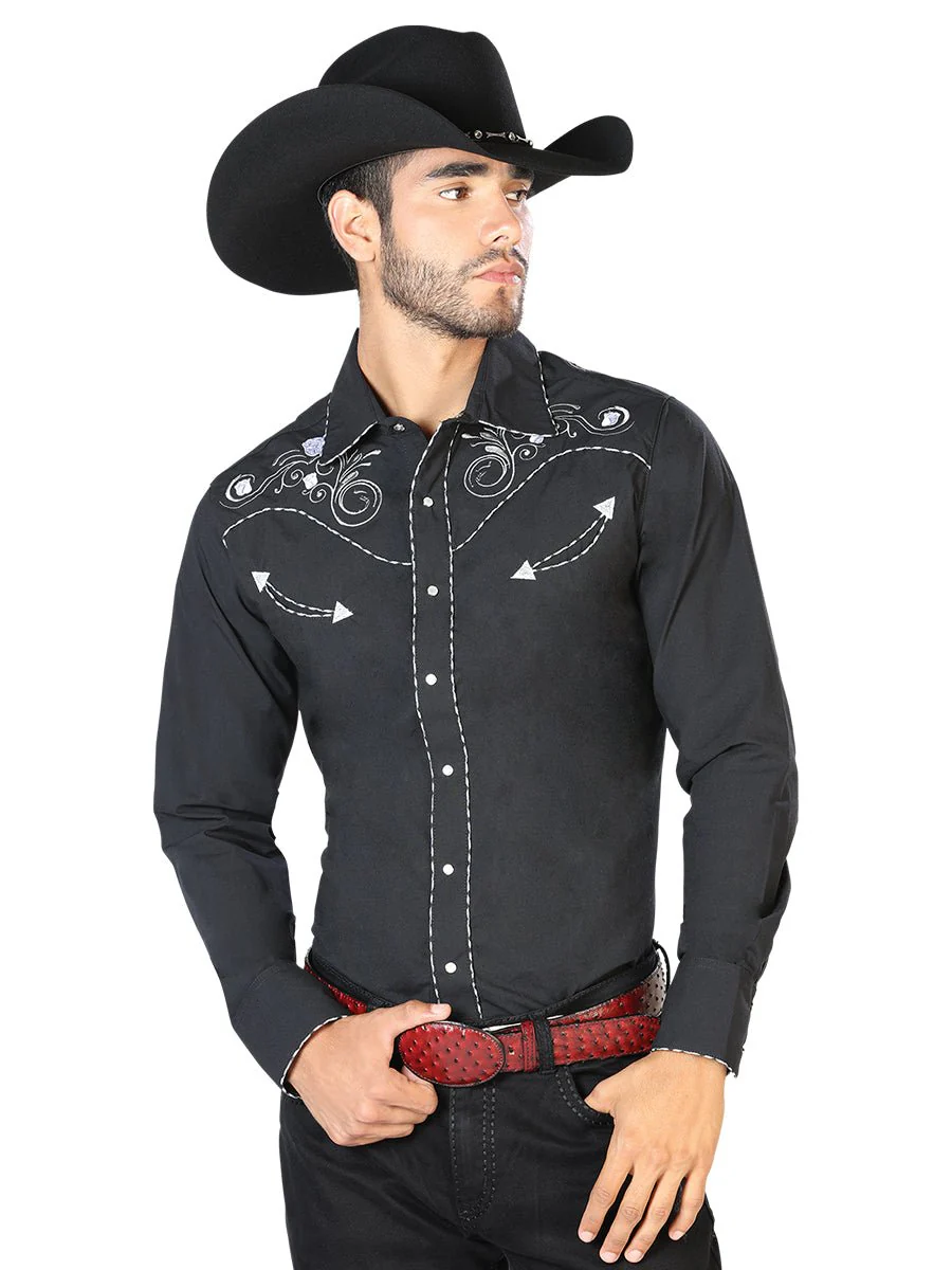 El General Embroidery Western Shirt Black/White 42940 - Imagen 2