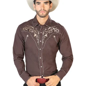 El General Embroidery Western Shirt Brown/Gold 42891