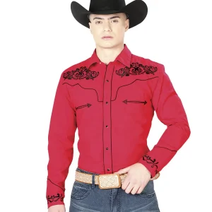El General Embroidery Western Shirt Red/Black 40989