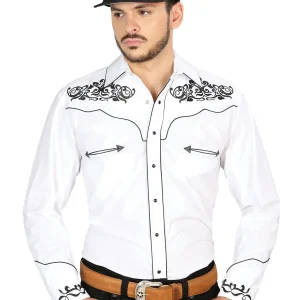 El General Embroidery Western Shirt White/Black 40988