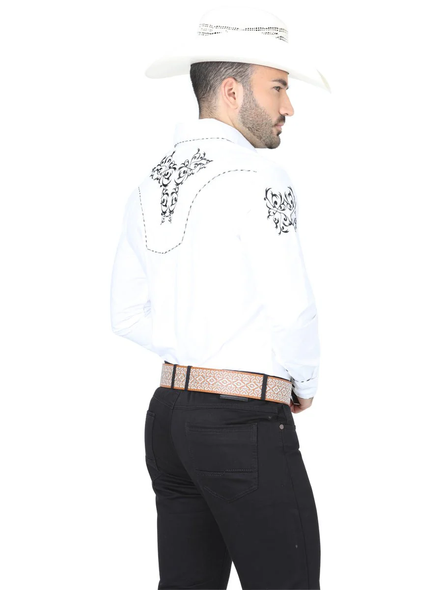 El General Embroidery Western Shirt White/Black 40991 - Imagen 3