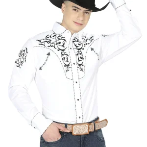 El General Embroidery Western Shirt White/Black 40991