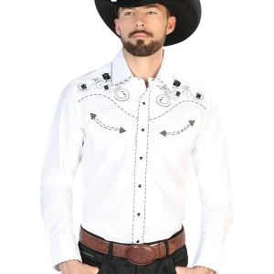El General Embroidery Western Shirt White/Black 42941