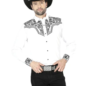 El General Embroidery Western Shirt White/Black 43304