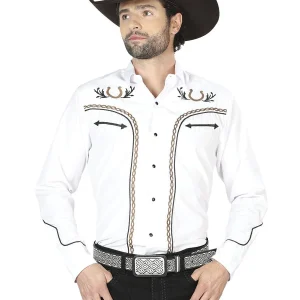 El General Embroidery Western Shirt White/Gold 43296
