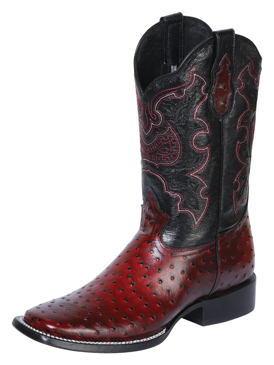 El General Rodeo Boot - Printed Ostrich Burgundy 41901