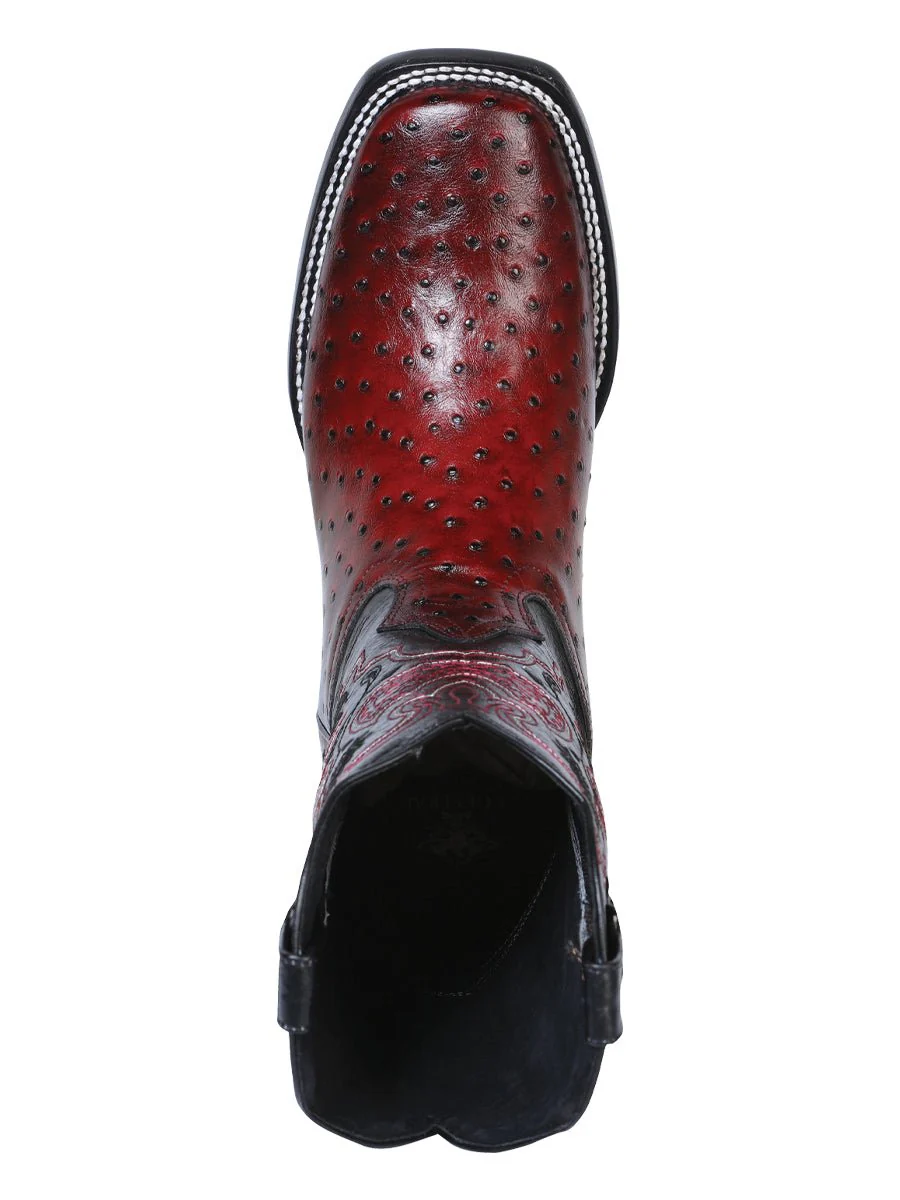 El General Rodeo Boot - Printed Ostrich Burgundy 41901 - Imagen 4