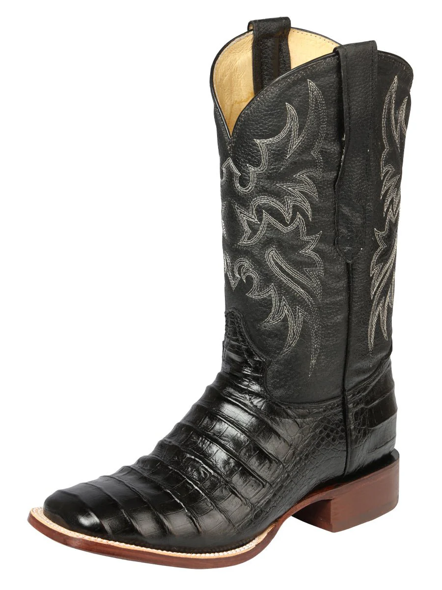 El General Rodeo - Printed Caiman Belly Leather boots - Black 44938
