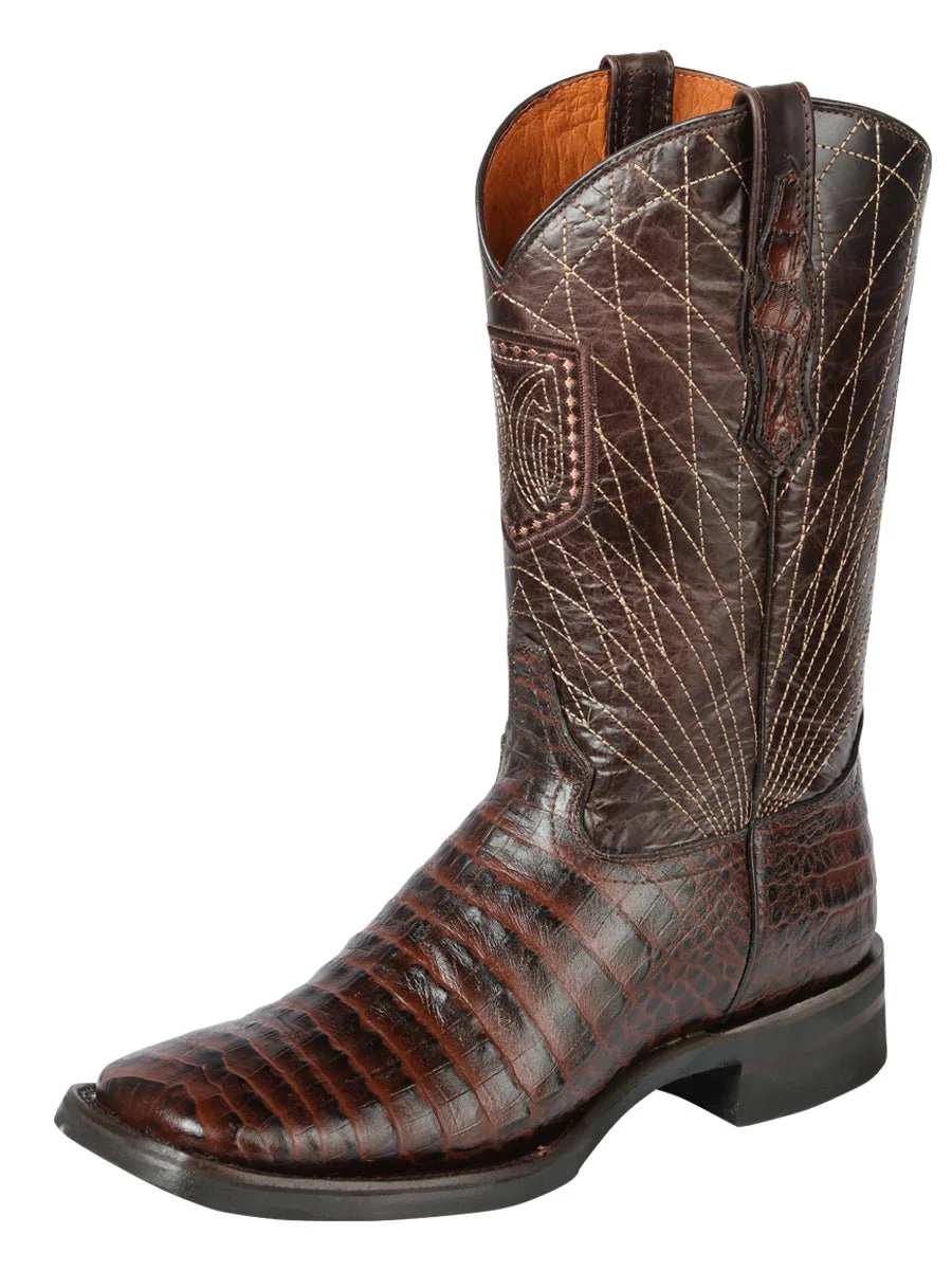 El General Rodeo - Printed Caiman Belly Leather boots - Brown 44672