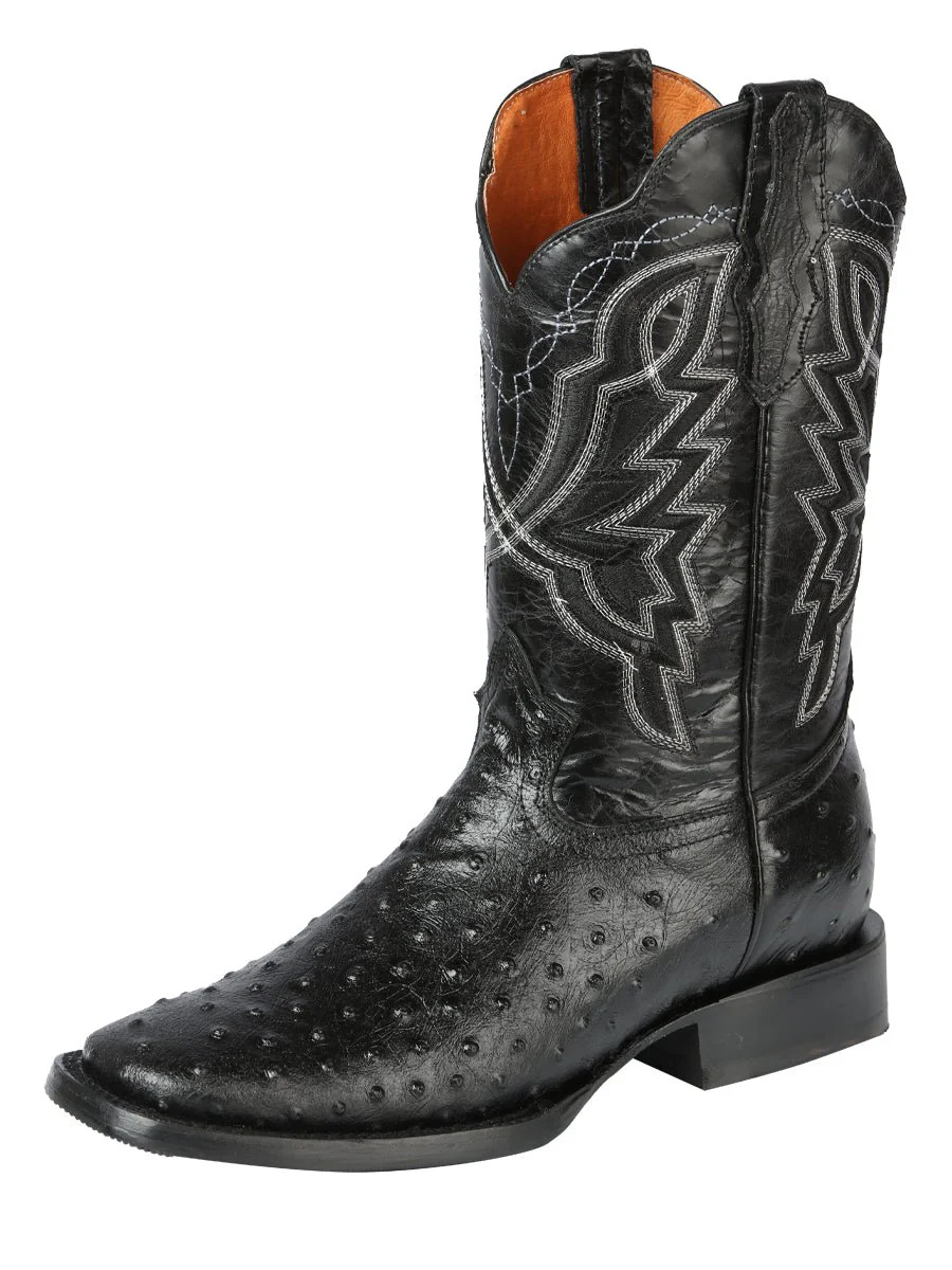 El General Rodeo - Printed Ostrich skin boot - Black 44673 - Imagen 2