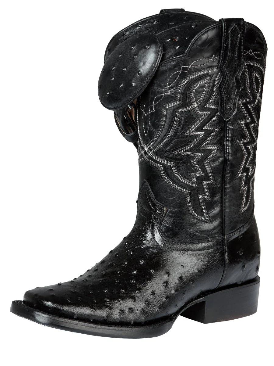 El General Rodeo - Printed Ostrich skin boot - Black 44673 - Imagen 4
