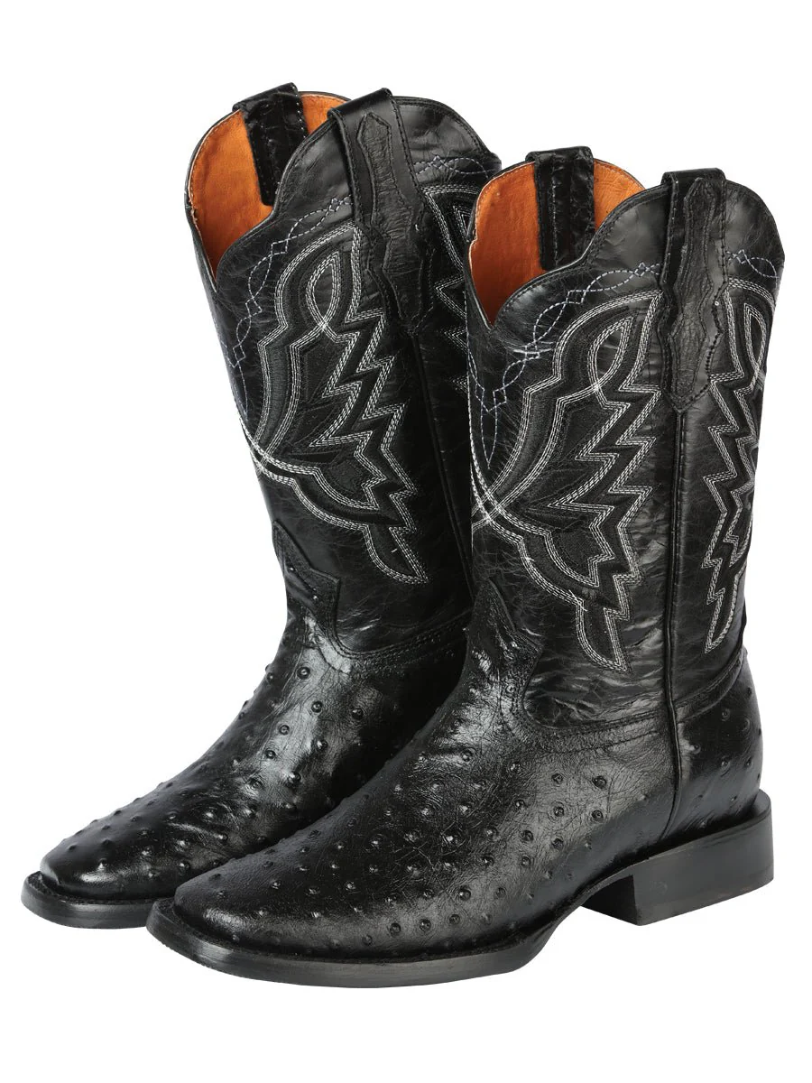 El General Rodeo - Printed Ostrich skin boot - Black 44673 - Imagen 3