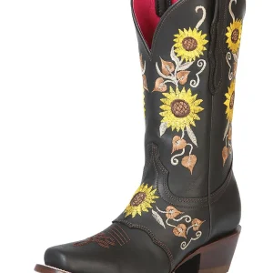 El General Womens Rodeo Boot- Dark Brown/Sunflowers 51144