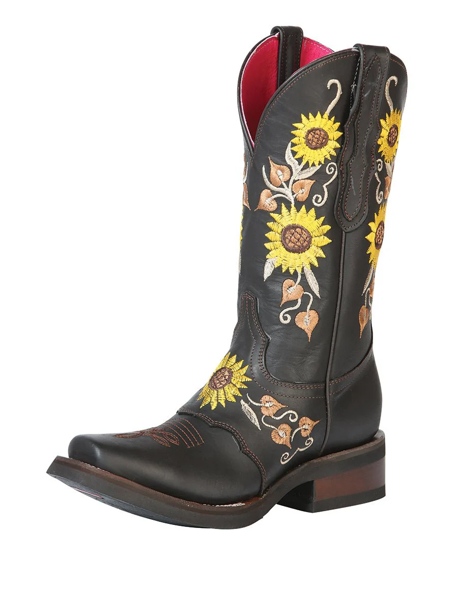 El General Womens Rodeo Boot- Dark Brown/Sunflowers 51149 - Imagen 2