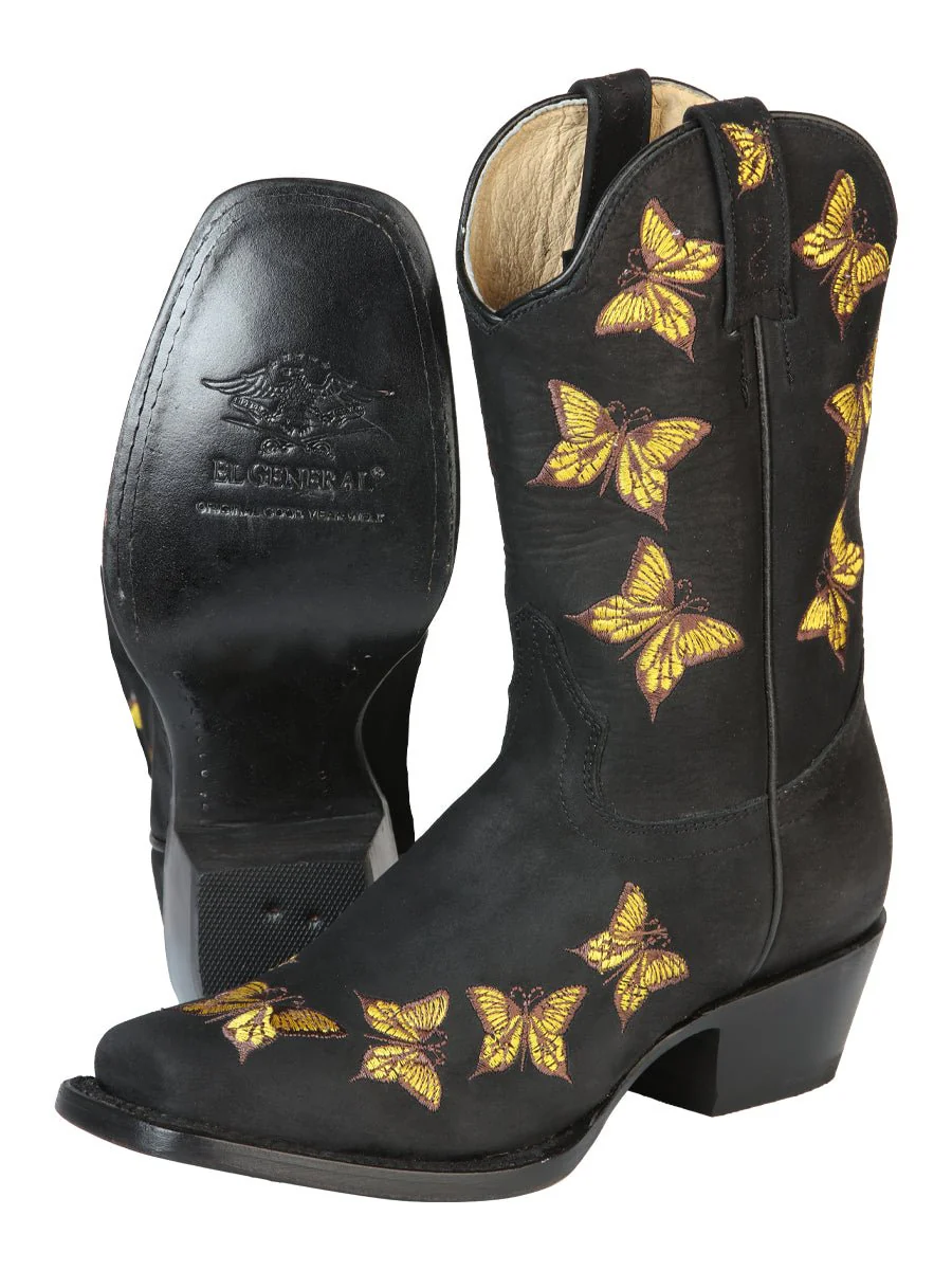 El General Womens Rodeo Boot - Nobuck Black 51220 - Imagen 4