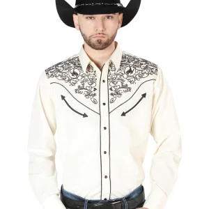 El Señor de los Cielos Embroidery Shirt Beige/Black 44189