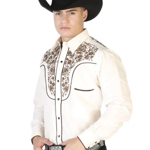 El Señor de los Cielos Embroidery Shirt Beige/Gold 43299
