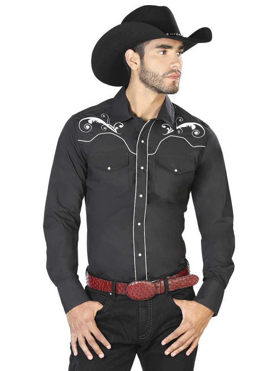 El Señor de los Cielos Embroidery Shirt Black/White 42958