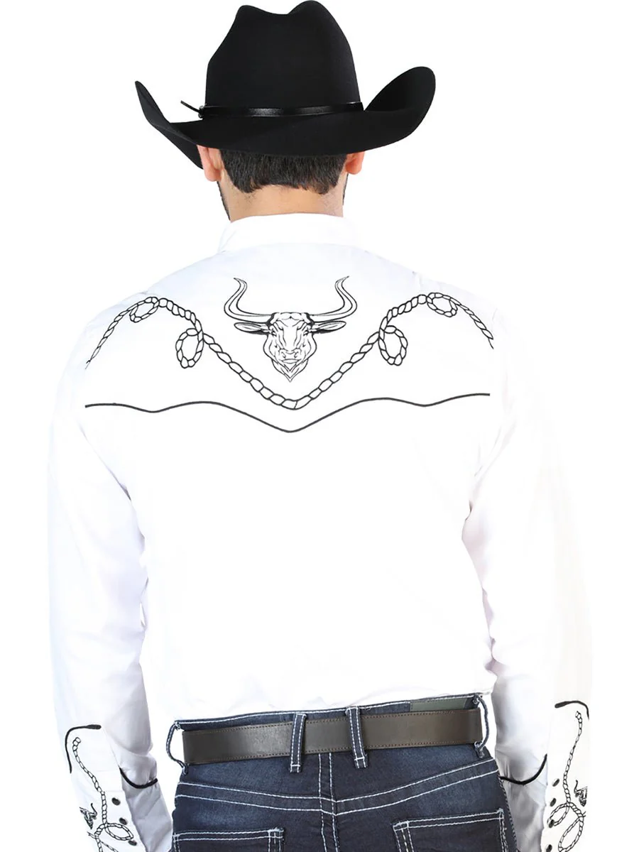 El Señor de los Cielos Embroidery Shirt White/Black 126712 - Imagen 3