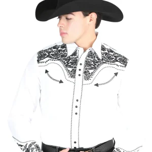 El Señor De Los Cielos Embroidery Shirt White/Black 44334