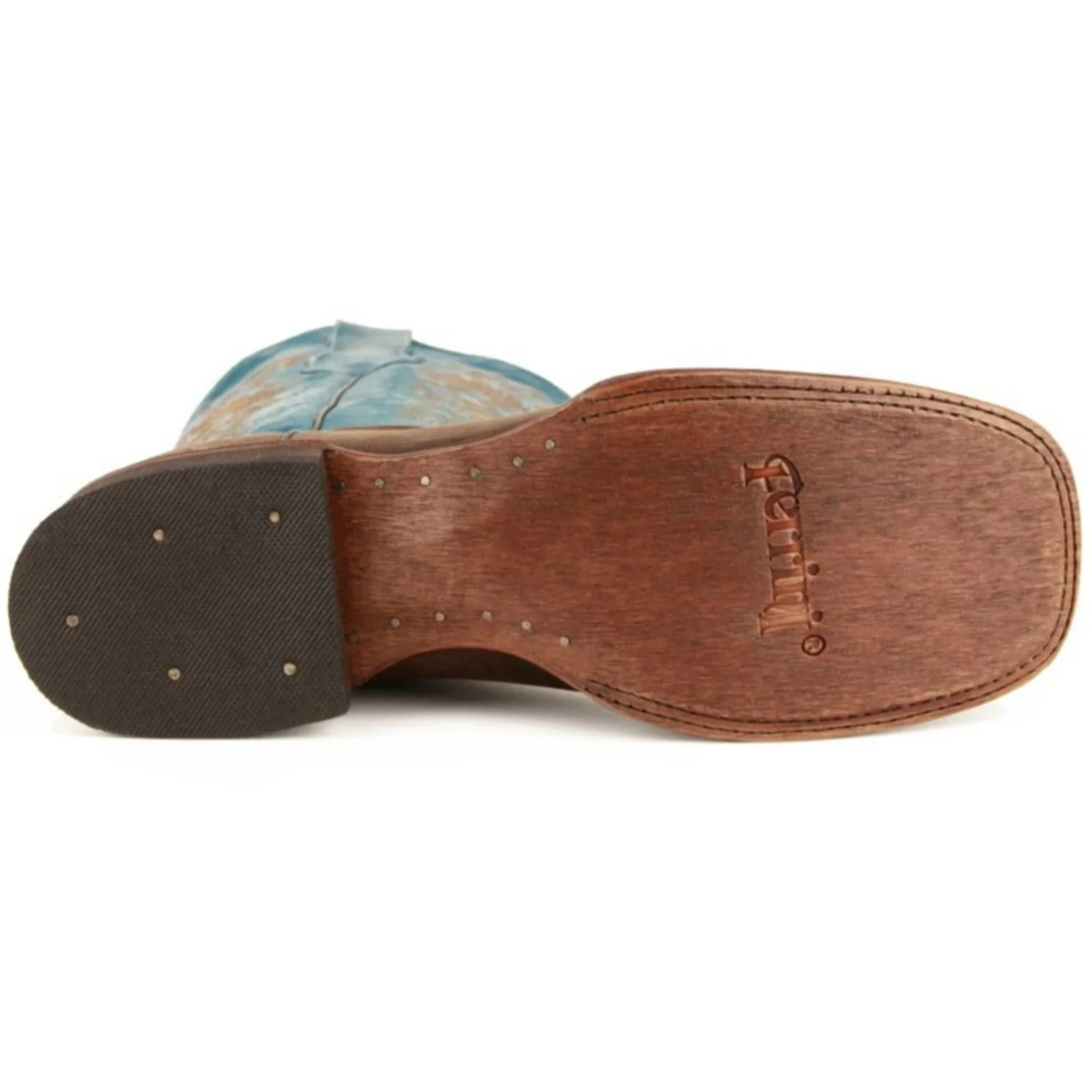 Ferrini Men's Hunter Square Toe Boots Handcrafted - Chocolate/Turquoise 1269350 - Imagen 7