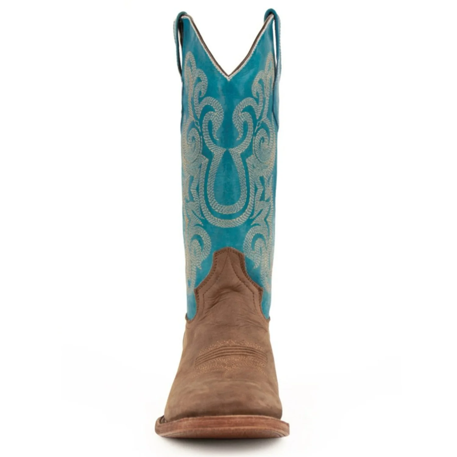 Ferrini Men's Hunter Square Toe Boots Handcrafted - Chocolate/Turquoise 1269350 - Imagen 5