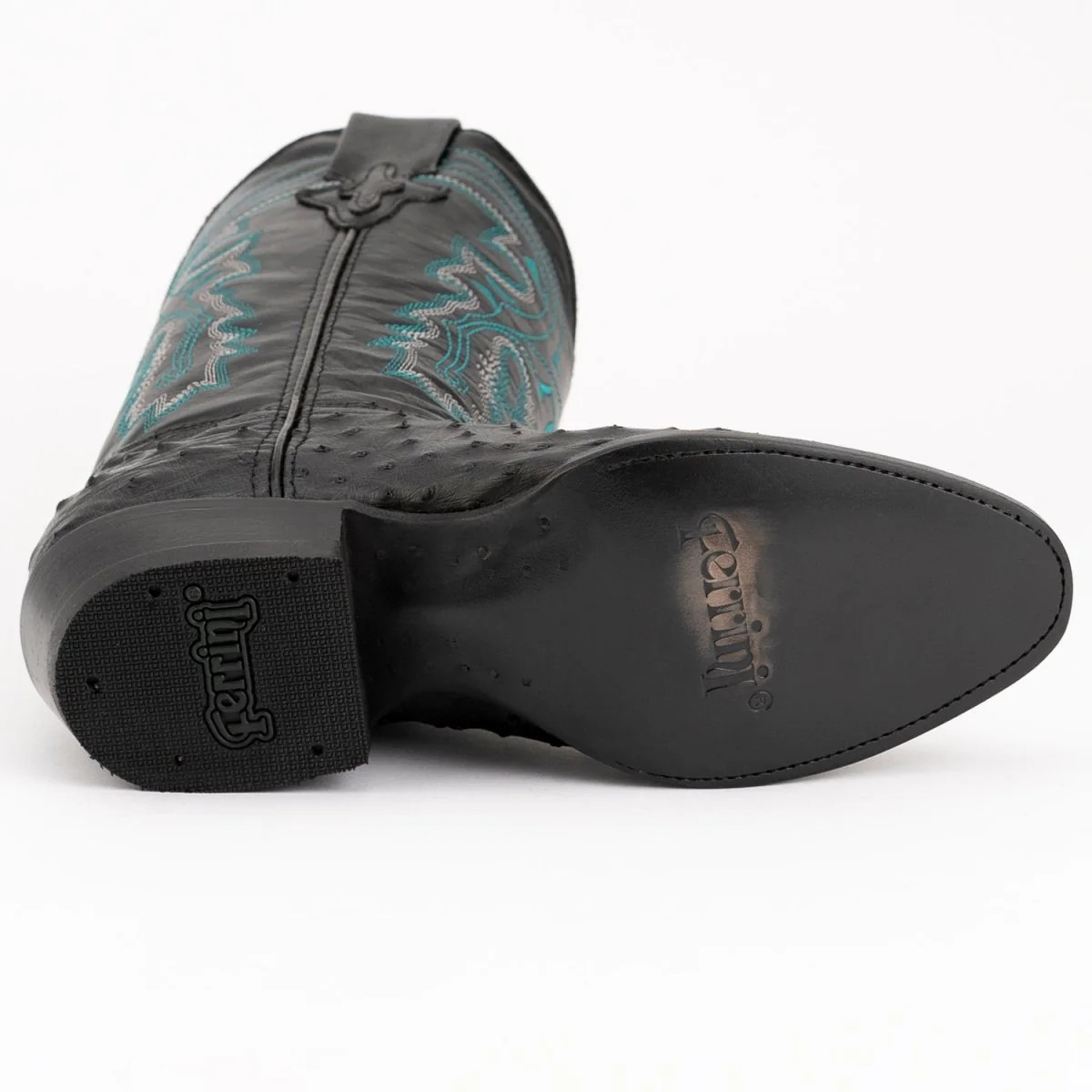 Ferrini Men's Colt Full Quill Ostrich Boots Handcrafted - Black 1011104 - Imagen 7