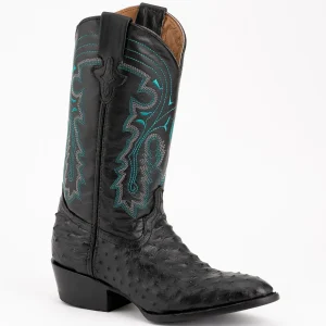 Ferrini Men's Colt Full Quill Ostrich Boots Handcrafted - Black 1011104
